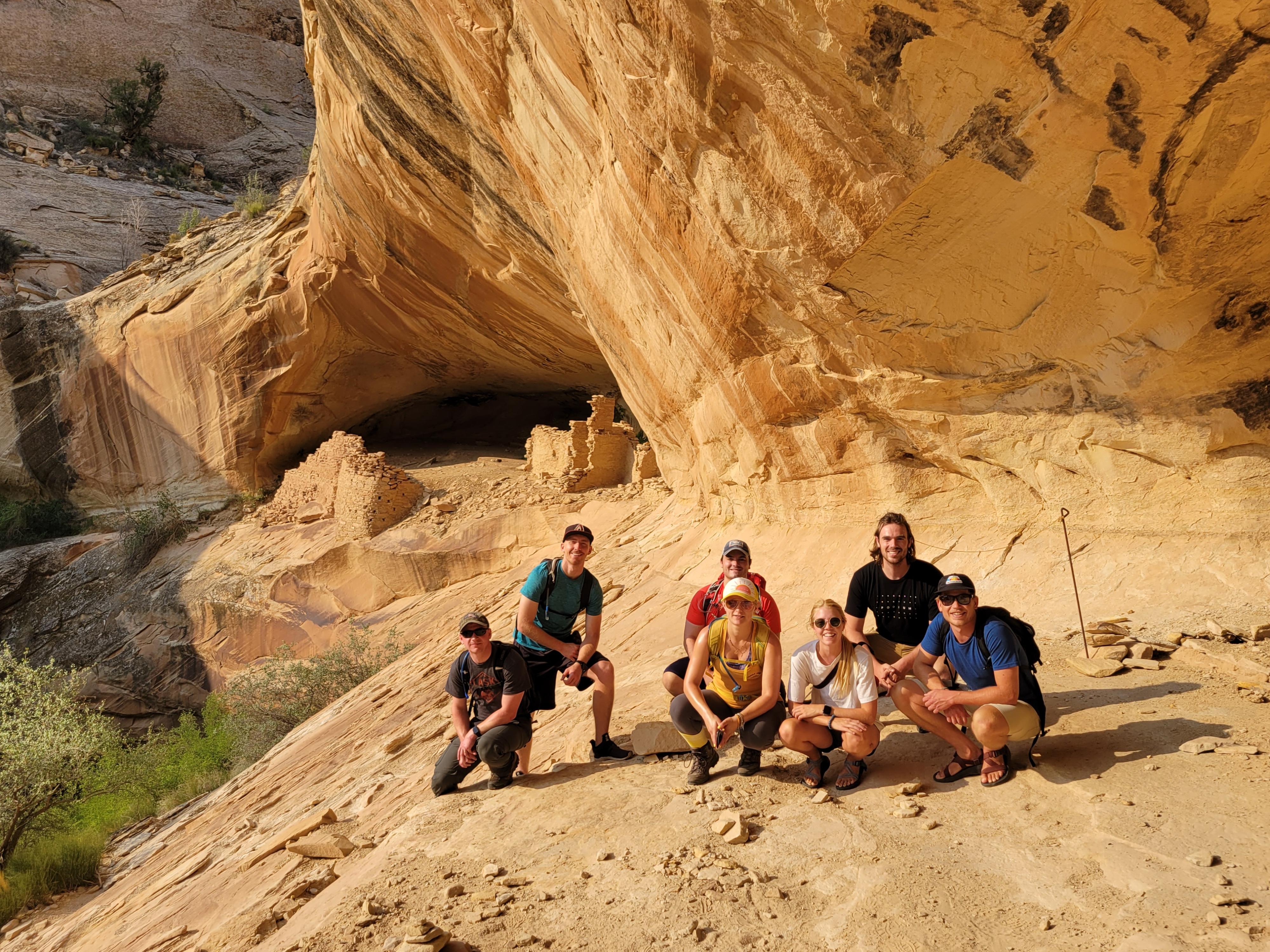 Medical students on a hike in southern utah red rocks 