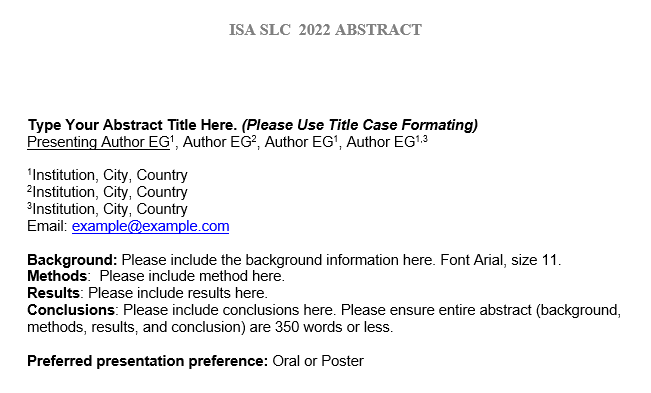 ISA Abstract Template