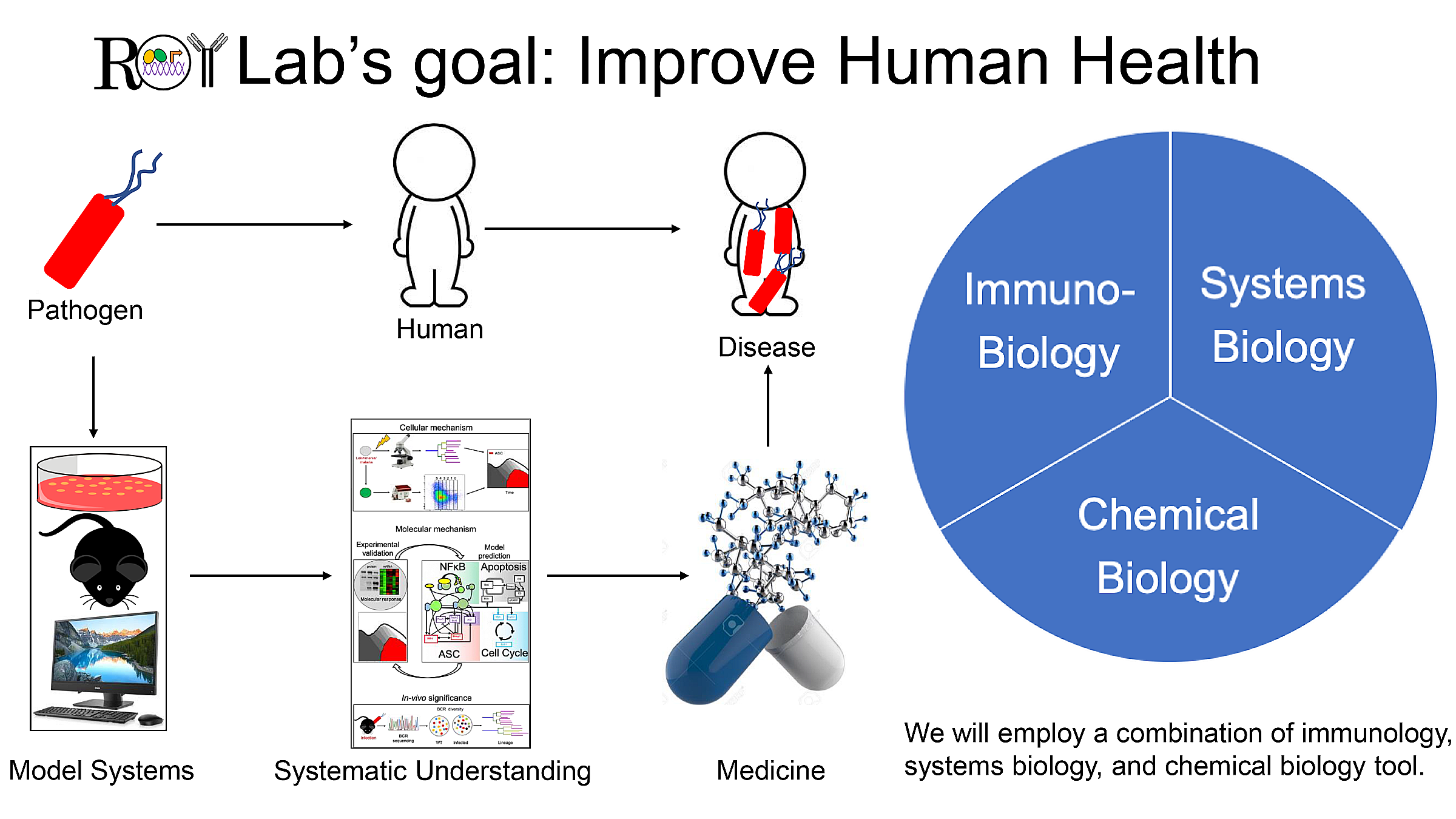 The Roy Lab's goal is to improve Human Health diagram