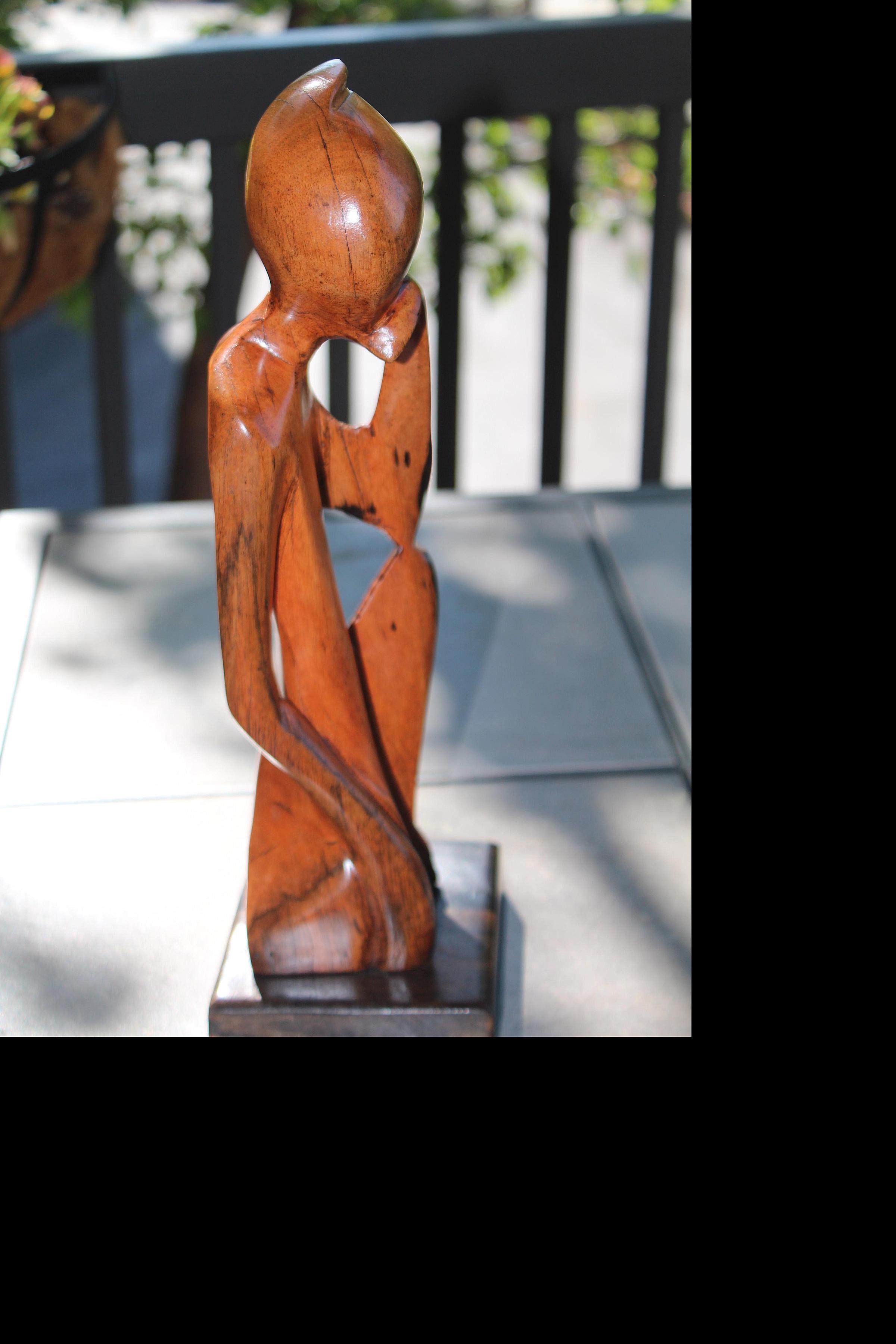 Cameroon carved Thinker statue