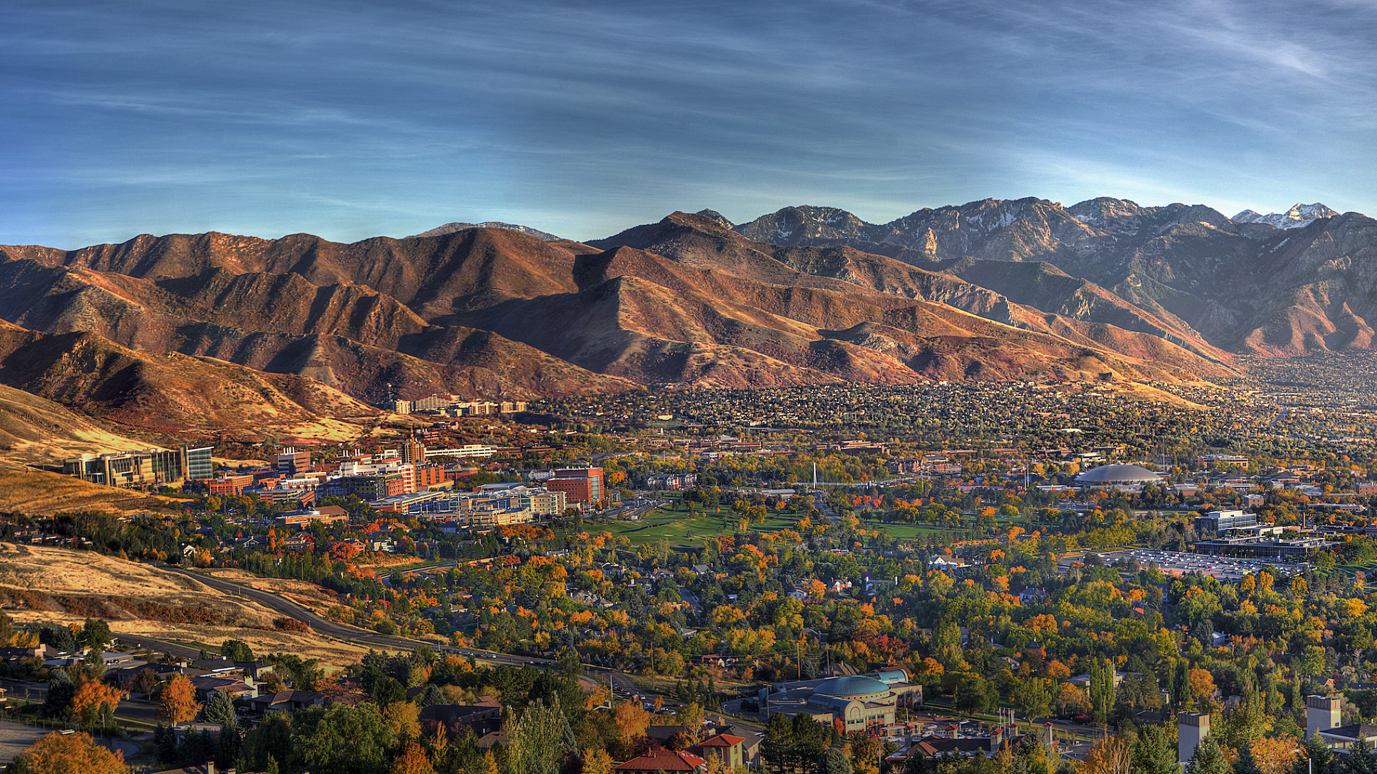 panoramic view of campus in fall