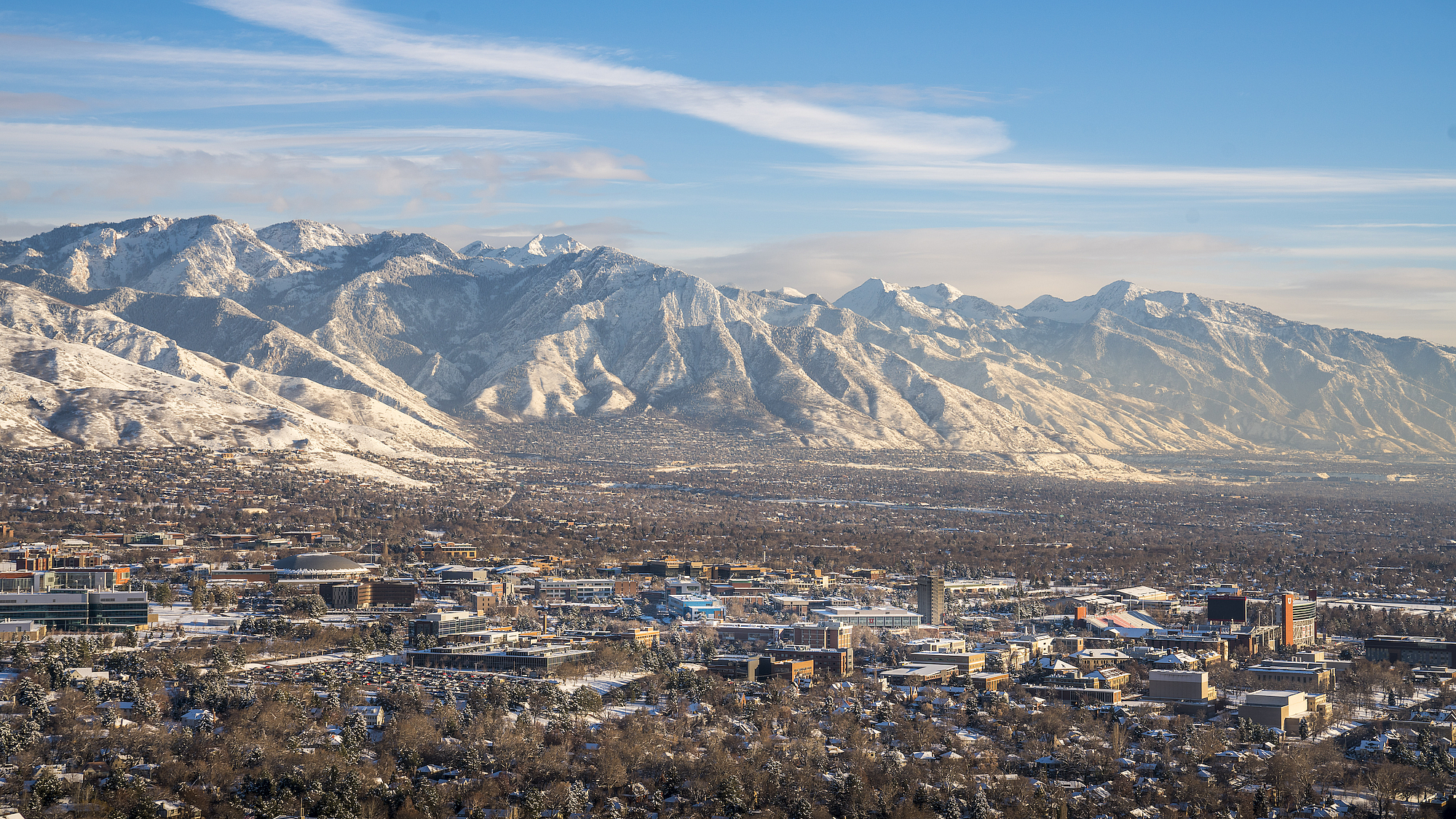 Campus aerial shot in winter