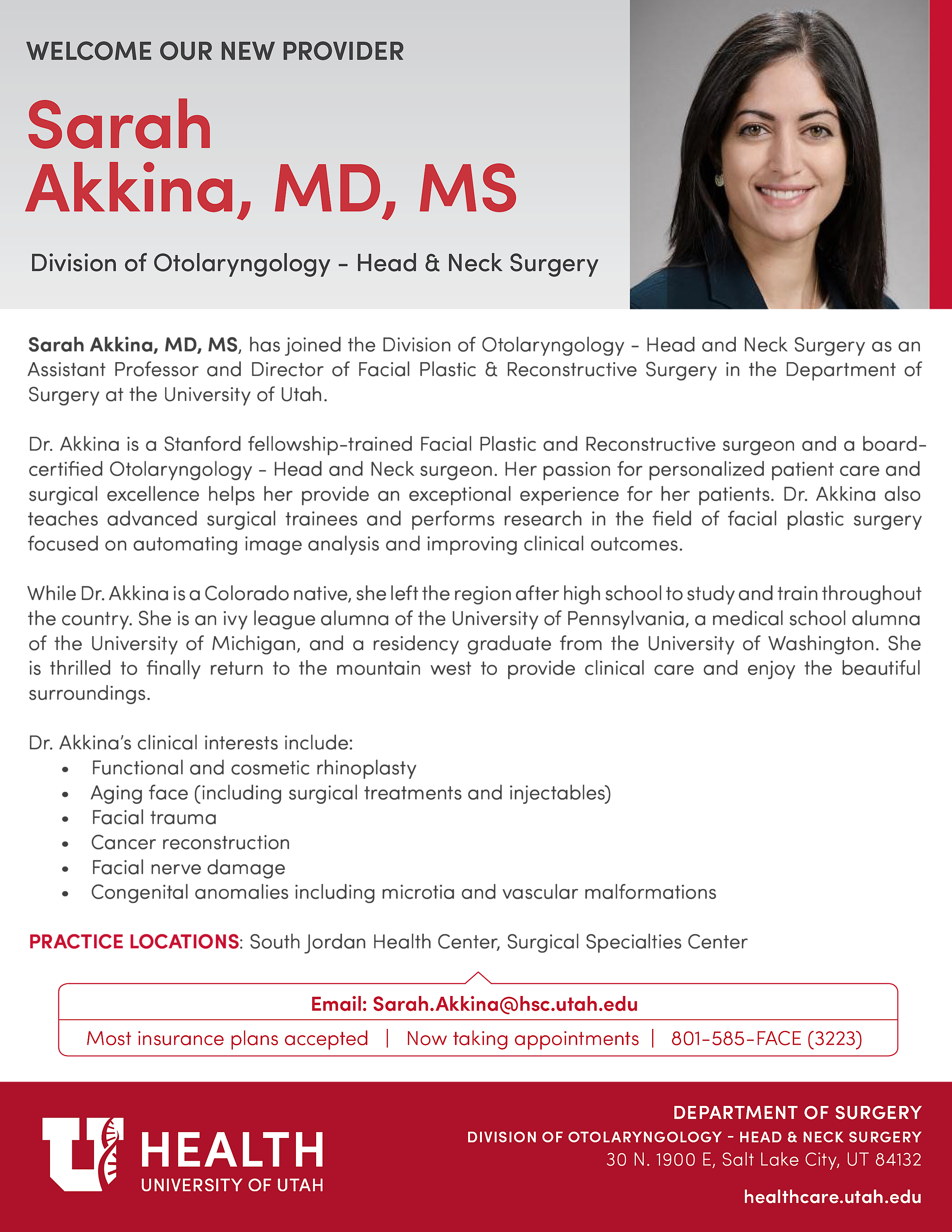 Sarah Akkina, MD, MS Division of Otolaryngology