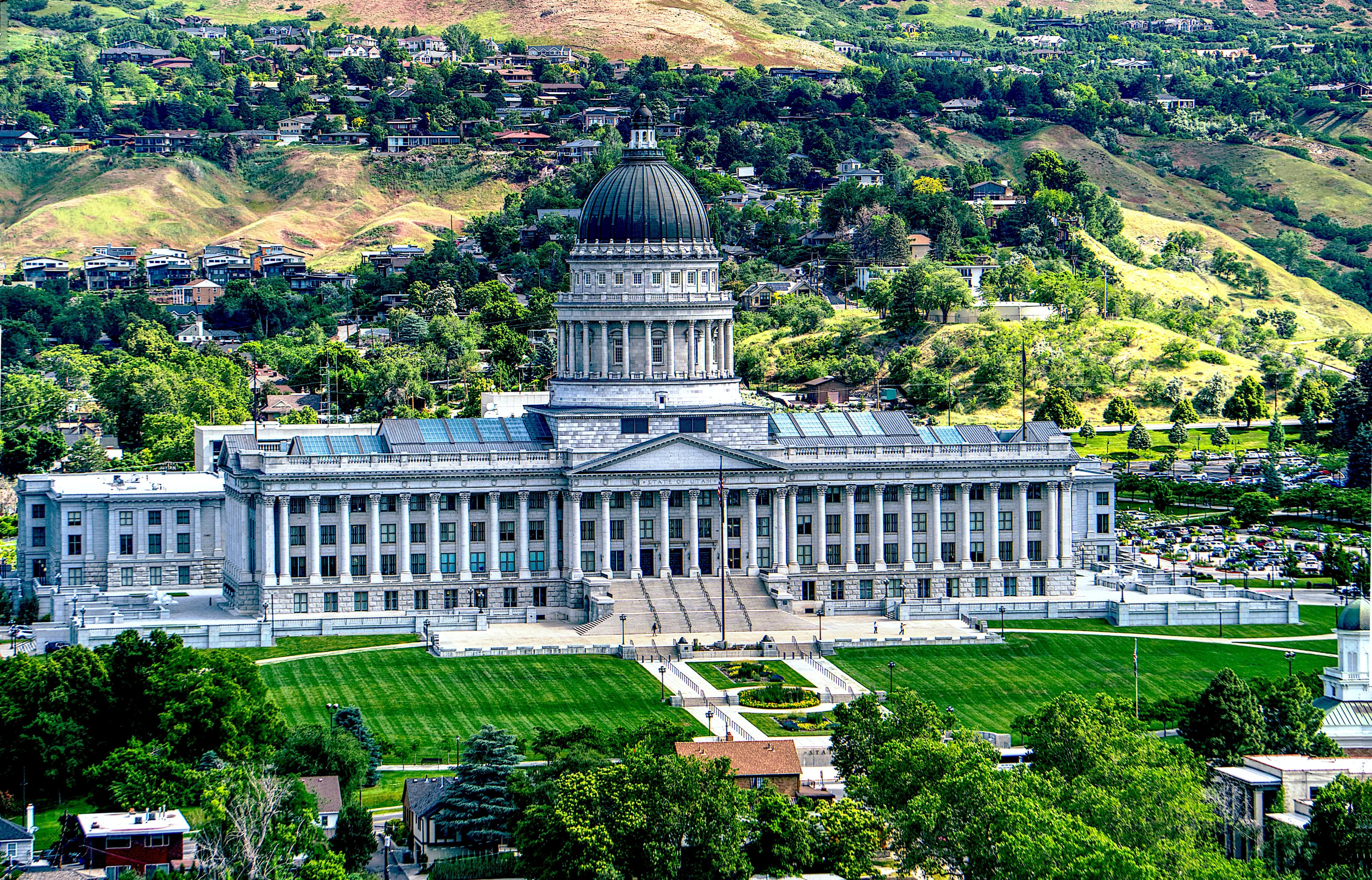 aerial photo of utah state capitol