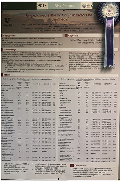 Close up of Dr. Page's Poster and award at the ISA Conference.