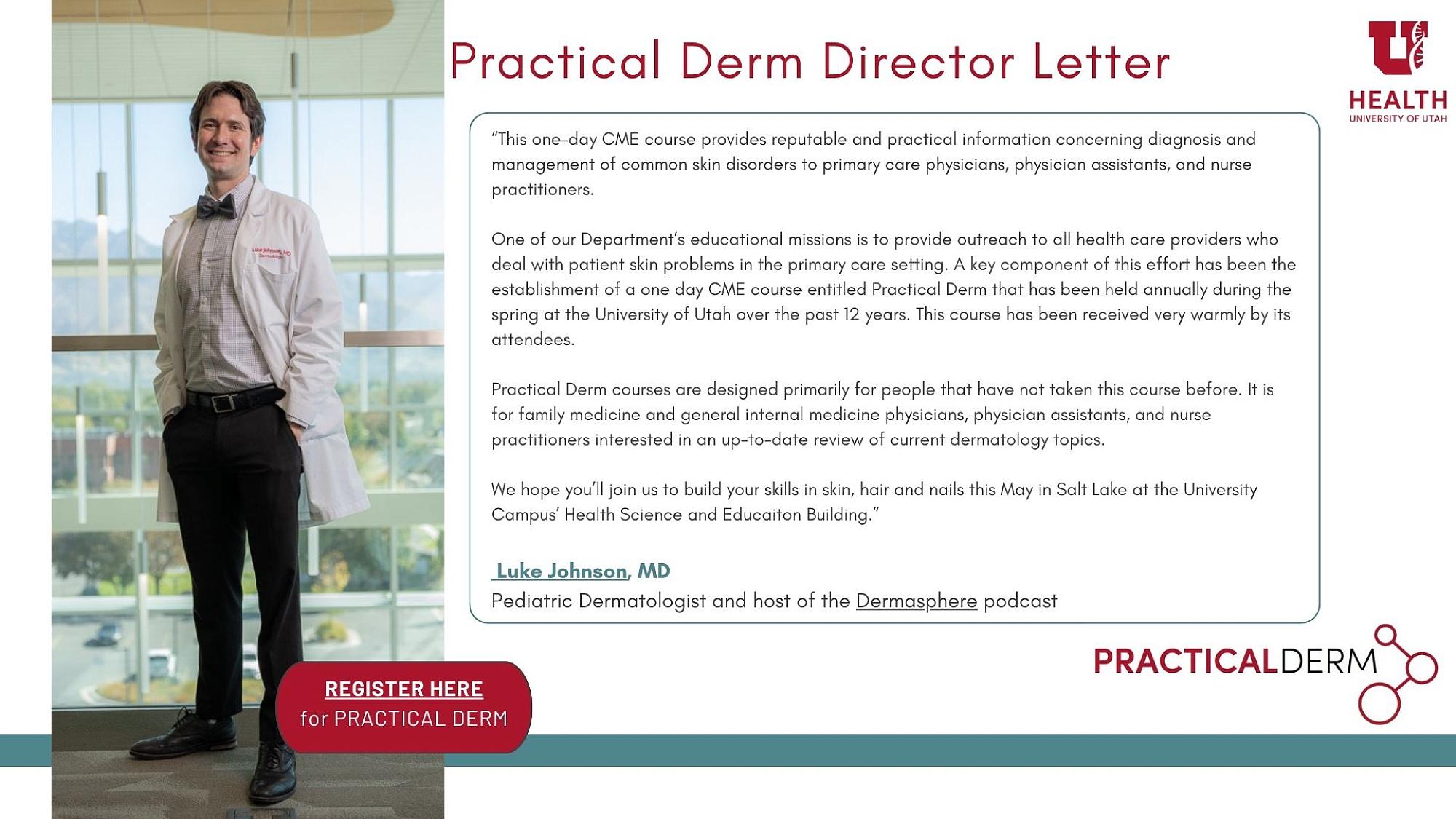 letter from dr. luke johnson about the practical derm program