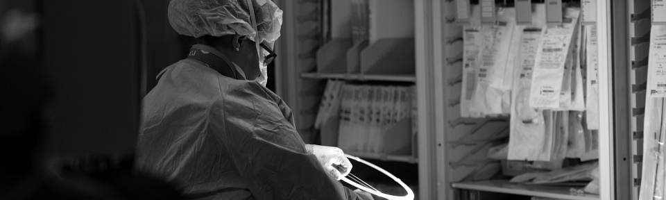 Woman in vascular surgery operating room