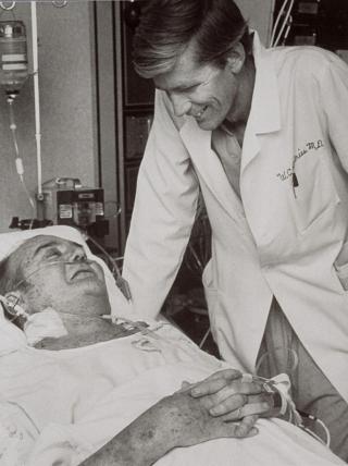 Dr. William DeVries and Barney Clark jarvik implant