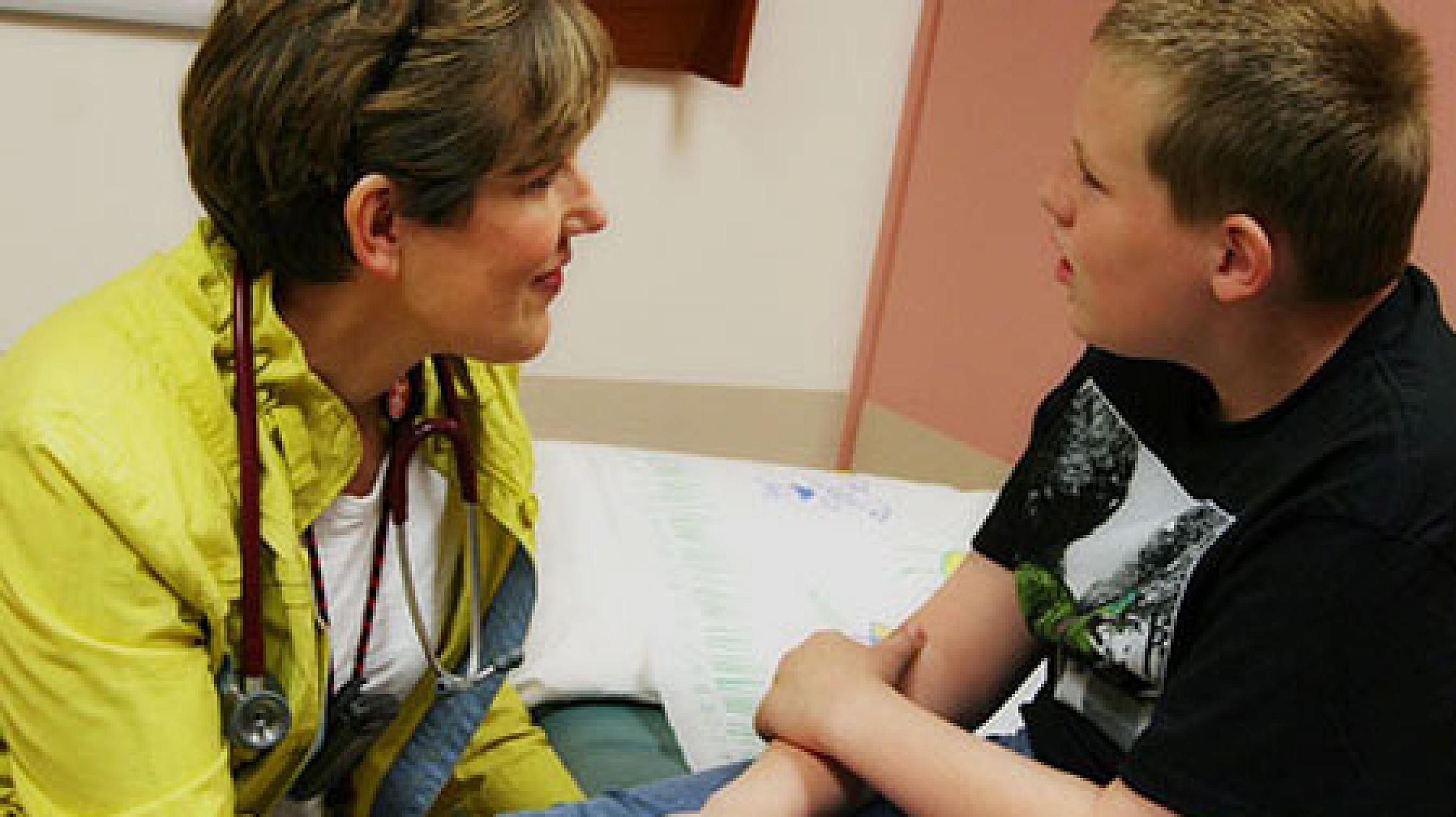 Mental health professional caring for a young patient
