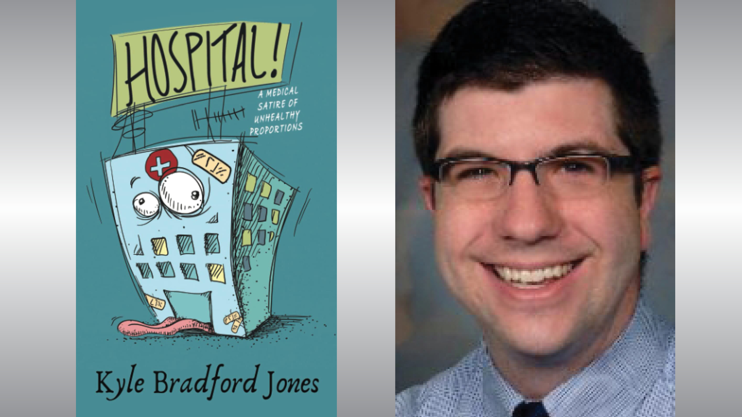 Dr. Kyle Jones next to his novel cover