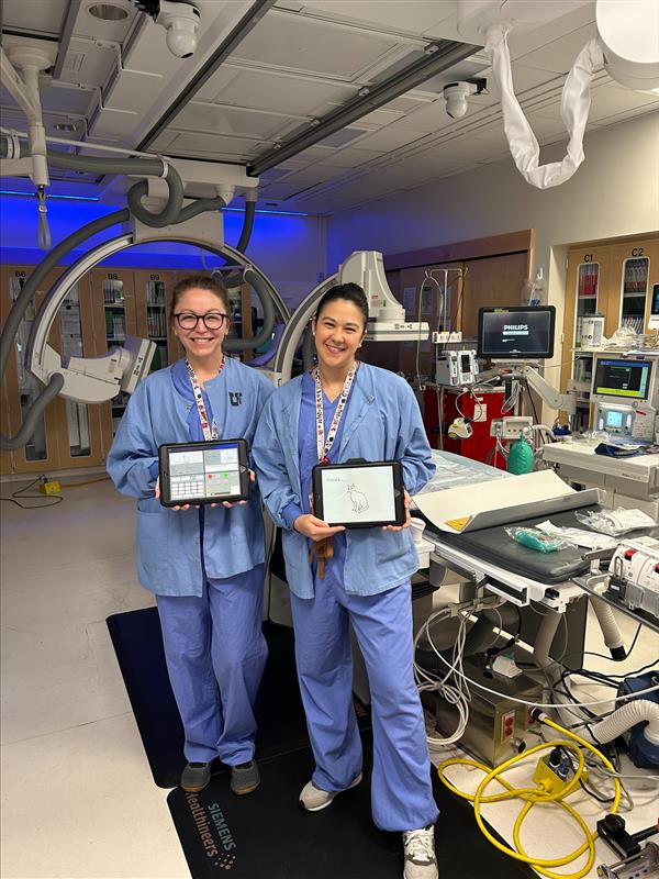 Doctors in blue scrubs in the operating room