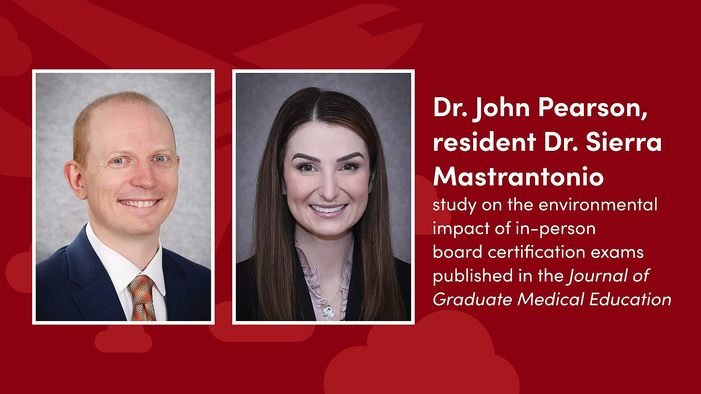 A graphic with portraits of Drs Pearson (left) and Mastrantonio (right)