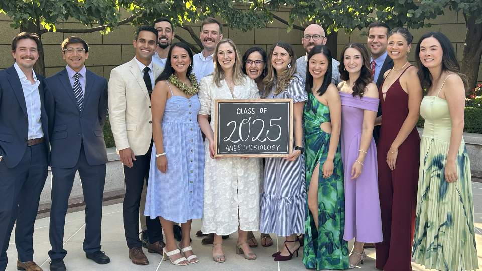 The Class of 2025 Anesthesiology Graduates standing together for a photo.