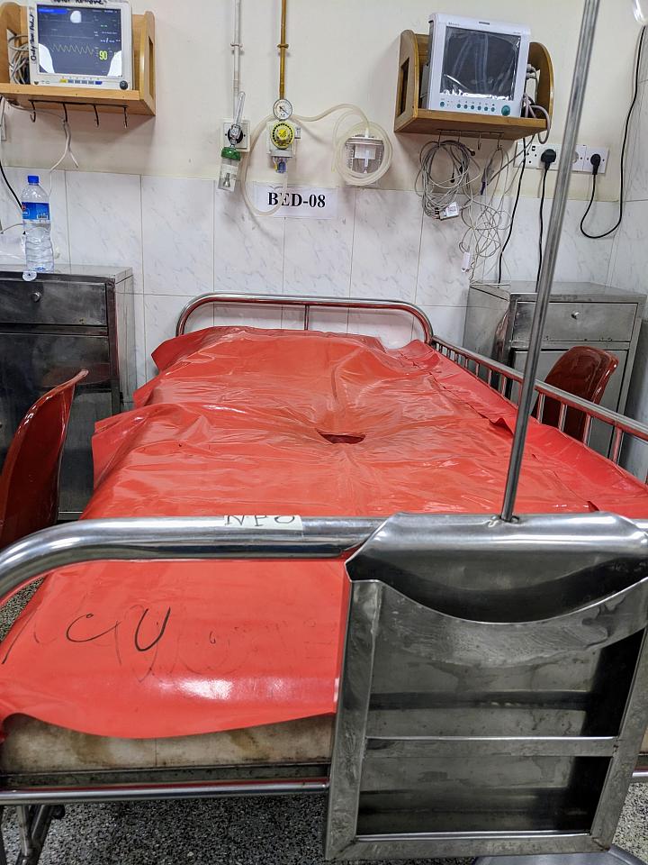 A patient bed in the icddr,b diarrheal ward