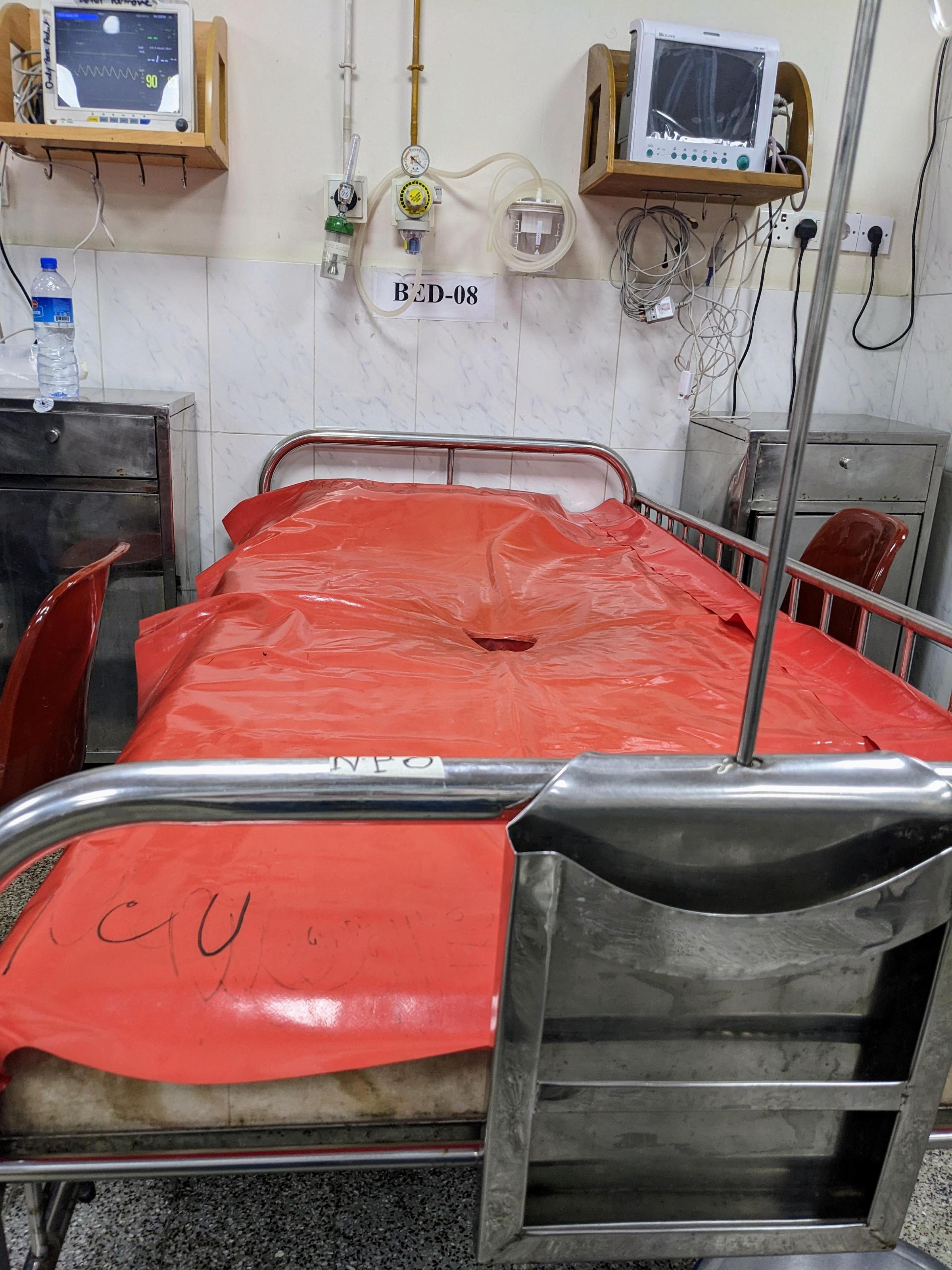 A patient bed in the icddr,b diarrheal ward